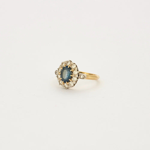 Bague Bague en or jaune et or gris Saphir et diamants 58 Facettes DV0536-2