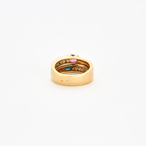 Bague Bague double godrons saphir, rubis et diamants 58 Facettes DV0563-2