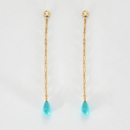 Boucles d'oreilles DIOR - Boucles d'oreilles or turquoises et diamants 58 Facettes DV0570-2