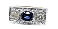 Bague 53 Bague Art Déco Saphir et Diamants 58 Facettes