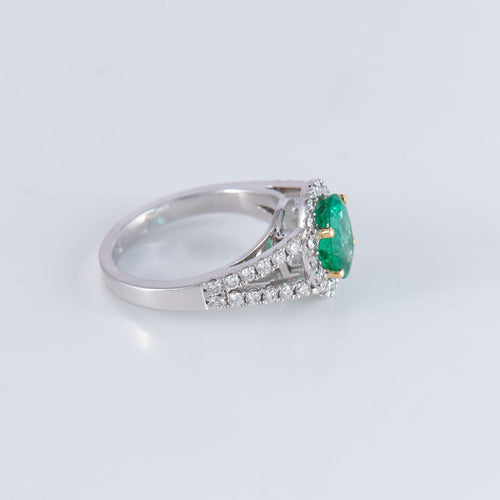 Bague Bague style Marguerite Emeraude Diamants 58 Facettes