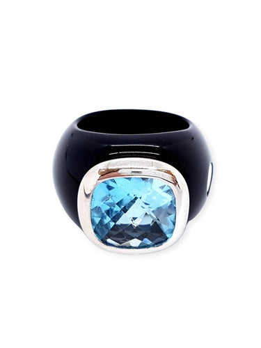 Bague 53 André Benitah Bague Or blanc Topaze 58 Facettes 06142CD