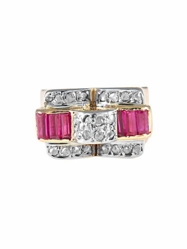 Bague 49 Bague Tank des années 40 en or jaune et platine 58 Facettes 419