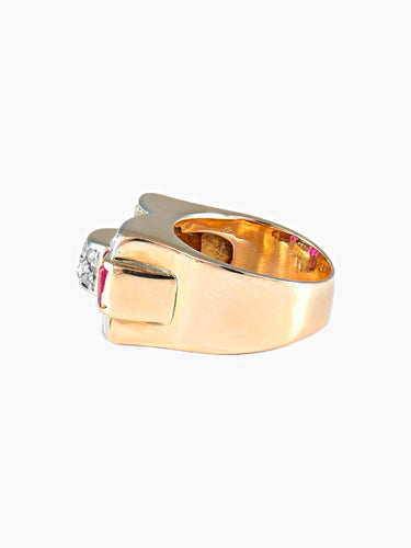 Bague 49 Bague Tank des années 40 en or jaune et platine 58 Facettes 419
