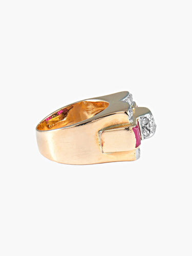 Bague 49 Bague Tank des années 40 en or jaune et platine 58 Facettes 419