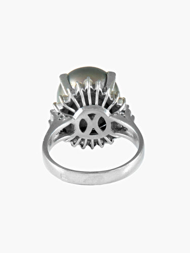 Bague Bague platine et perle grise de Tahiti 58 Facettes 384