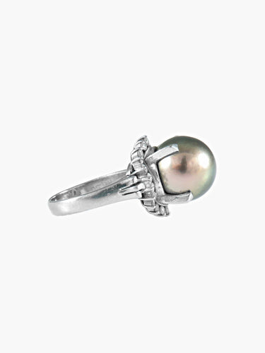 Bague Bague platine et perle grise de Tahiti 58 Facettes 384