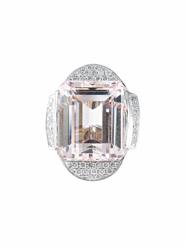 Bague BAGUE COCKTAIL ART DECO béryl rose et diamants 58 Facettes 343