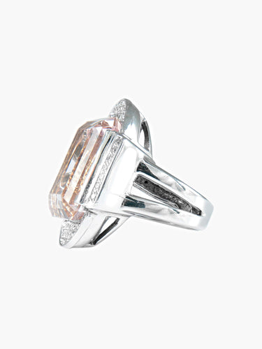 Bague BAGUE COCKTAIL ART DECO béryl rose et diamants 58 Facettes 343