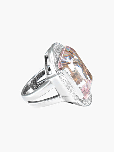 Bague BAGUE COCKTAIL ART DECO béryl rose et diamants 58 Facettes 343