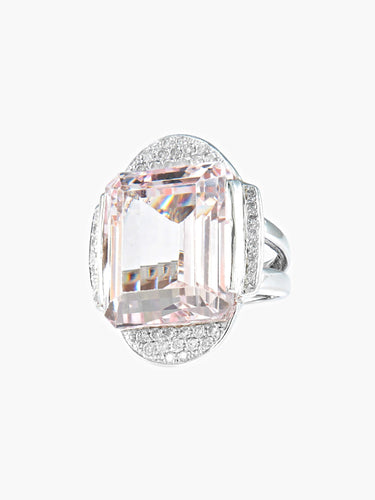 Bague BAGUE COCKTAIL ART DECO béryl rose et diamants 58 Facettes 343