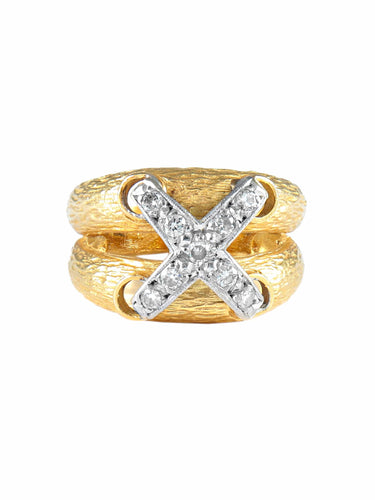 Bague 52 Bague double JONC motif LIEN diamants 58 Facettes 312-1