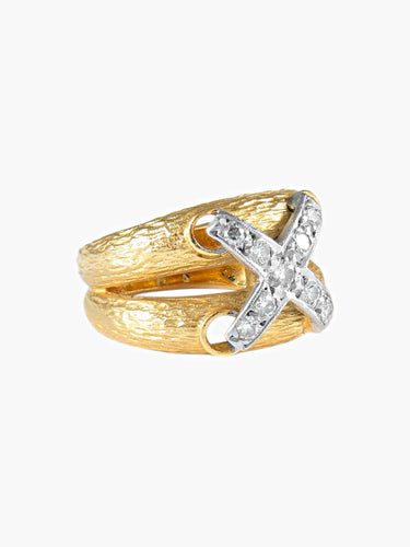 Bague 52 Bague double JONC motif LIEN diamants 58 Facettes 312-1