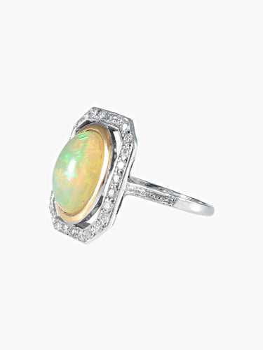 Bague 53 Bague ancienne octogonale OPALE et diamants 58 Facettes 394