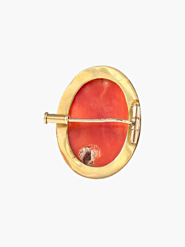 Broche Broche XIXe or jaune et camée corail 58 Facettes 302.2