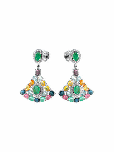 Boucles d'oreilles Pendants d’oreilles éventails pierres gemmes 58 Facettes 215