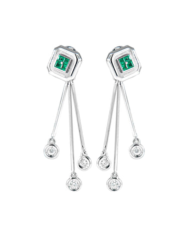 Boucles d'oreilles Pendants d'oreilles émeraudes diamants 58 Facettes 350