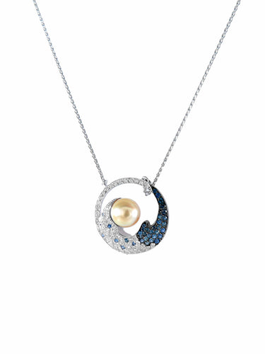 Pendentif Chaîne pendentif perle diamants saphirs 58 Facettes 321