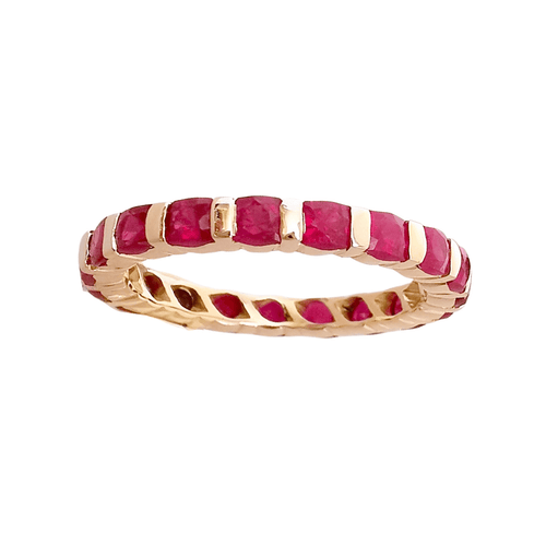 Bague Alliance Américaine Rubis Or Jaune 58 Facettes AB 1071