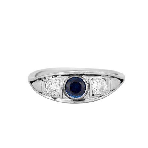 Bague 62 Bague Jarretière Platine Saphir de synthèse Diamants 58 Facettes 67/2
