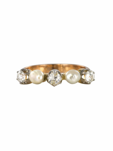 Bague 53 Bague ancienne jarretière perles fines diamants 58 Facettes 19-194