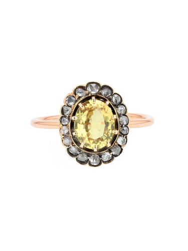 Bague 54 Bague ancienne saphir jaune et diamants 58 Facettes 20-619-48