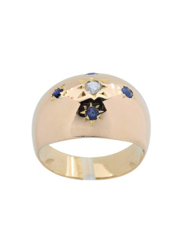 Bague BAGUE BOULE ANCIENNE SAPHIRS ET DIAMANT 58 Facettes 039451