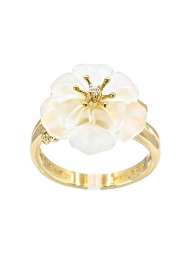 Bague BAGUE FLEUR VERRE ET DIAMANT 58 Facettes 040321