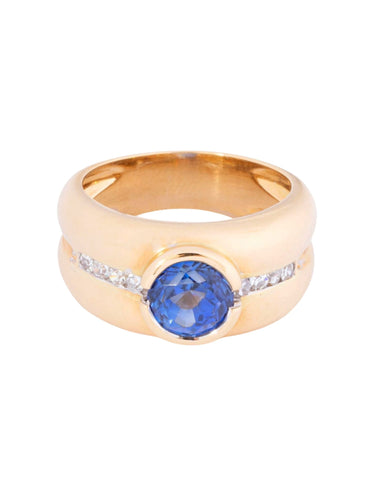 Bague Bague jonc or jaune saphir et diamant 58 Facettes 0