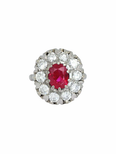 Bague 54 Bague marguerite or blanc rubis entourage diamants 58 Facettes 1-804/4