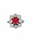 Bague 54 Bague or blanc marguerite rubis et diamants 58 Facettes 1-171/1