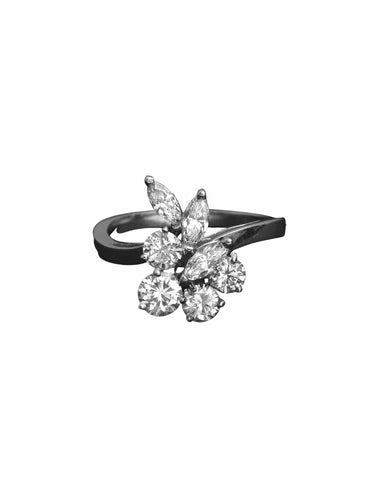 Bague Bague or gris et diamants "Bouquet Précieux" 58 Facettes 823