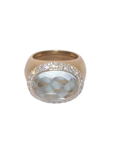 Bague Bague or rose sablé Pomellato une aigue marine 58 Facettes