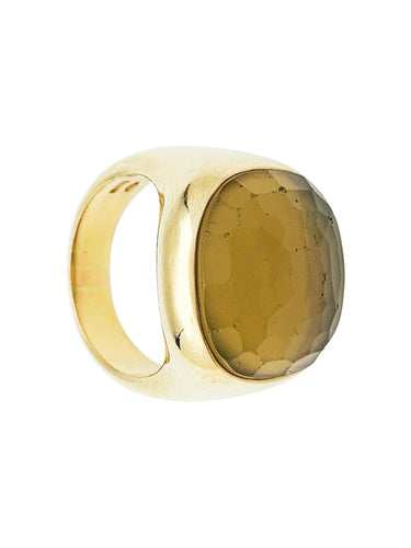 Bague 53.5 Bague Pomellato "Cipria" en or jaune et quartz lemon. 58 Facettes 30548