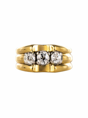 Bague 51 Bague tank or jaune 3 diamants 58 Facettes 20-153-54