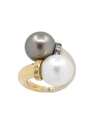 Bague BAGUE TOI ET MOI PERLES ET DIAMANTS 58 Facettes 039241