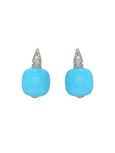 Boucles d'oreilles Boucles d'oreilles Pomellato modèle Capri en or gris et turquoise 58 Facettes