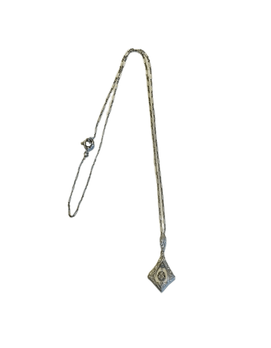 Collier Pendentif diamants et chaine époque Art Déco 58 Facettes
