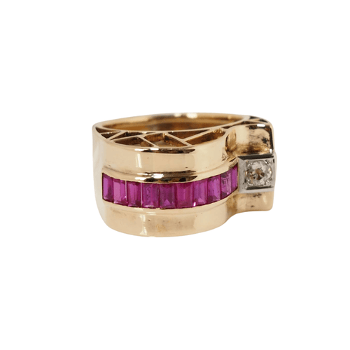 Bague Bague Tank des années 40 or jaune et diamant 58 Facettes 27033