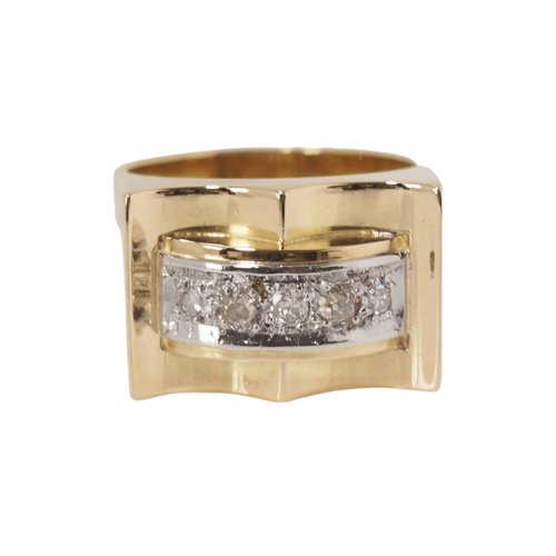 Bague 53 Bague Tank en or jaune et diamants 58 Facettes 28341