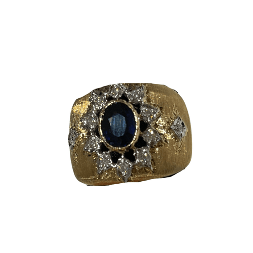 Bague Bague en or brossé Saphir Diamants 58 Facettes