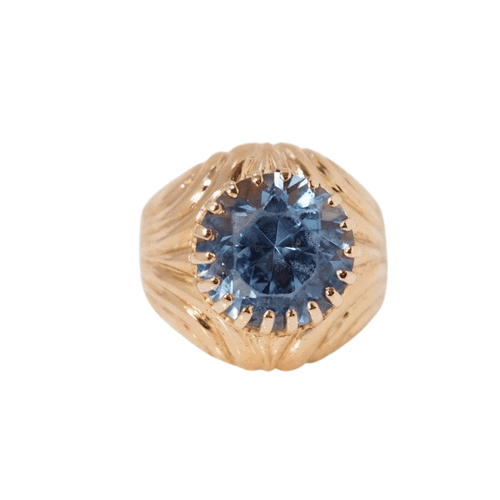 Bague Bague godronnée or jaune et topaze bleue 58 Facettes 30912
