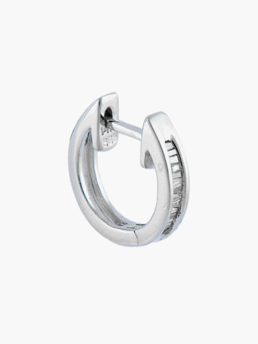 Boucles d'oreilles Créoles or blanc Diamants baguette 58 Facettes