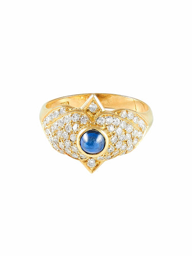 Bague 52 Bague saphir cabochon or jaune et diamants 58 Facettes 812