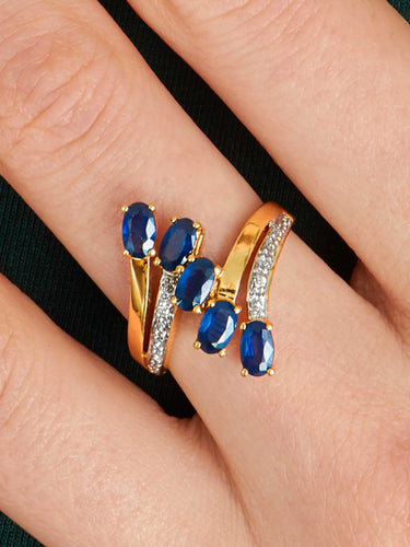 Bague 53 Bague or jaune diamants et saphirs 58 Facettes 684