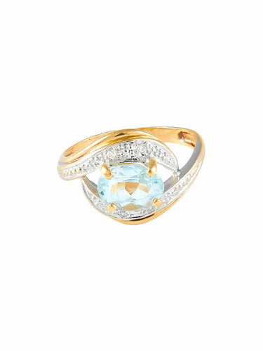 Bague 51 Bague or jaune et Aigue-Marine 58 Facettes 574