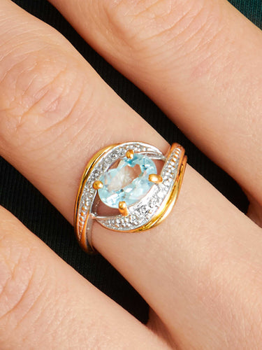 Bague 51 Bague or jaune et Aigue-Marine 58 Facettes 574