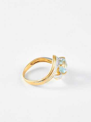 Bague 51 Bague or jaune et Aigue-Marine 58 Facettes 574