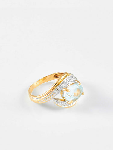 Bague 51 Bague or jaune et Aigue-Marine 58 Facettes 574