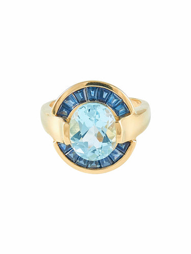 Bague 56 Bague or jaune, saphirs et topaze 58 Facettes 931